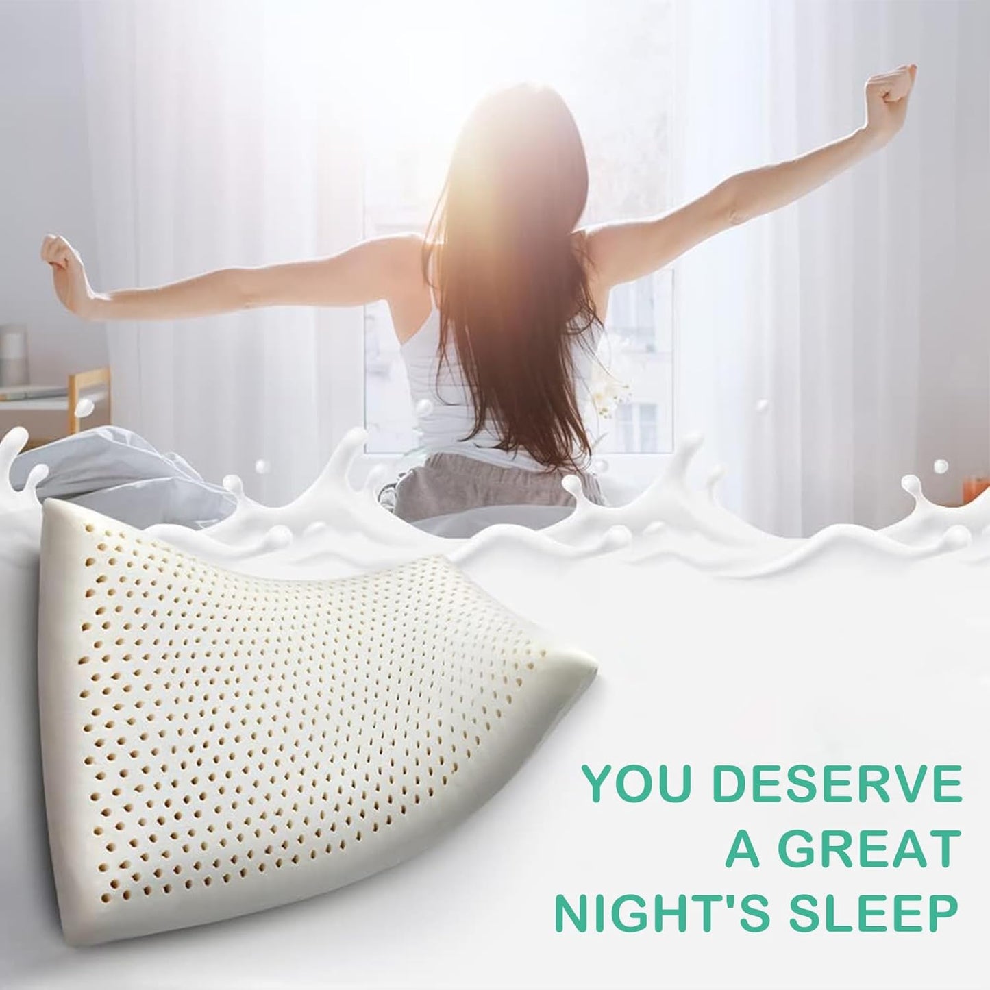 100% Natural Talalay Latex Latex Sleeping Bed Pillow – Luxury Extra Soft Pillow for Side, Back, and Stomach Sleepers - Removable Breathable Cotton Cover - Extra Soft (Standard (Extra Soft))
